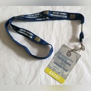 Notre Dame Georgia Tech 2007 Football Monogram Club Lanyard Guest Pass Keychain